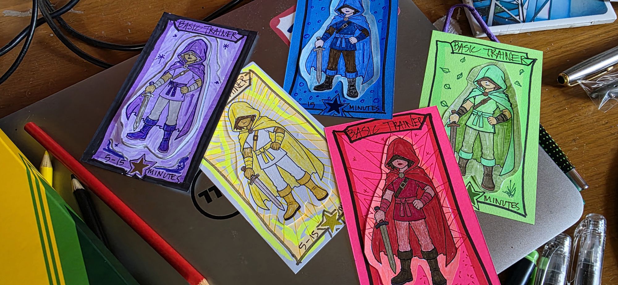 colorful basic trainers for time management & planning in the free Index Card Hero system